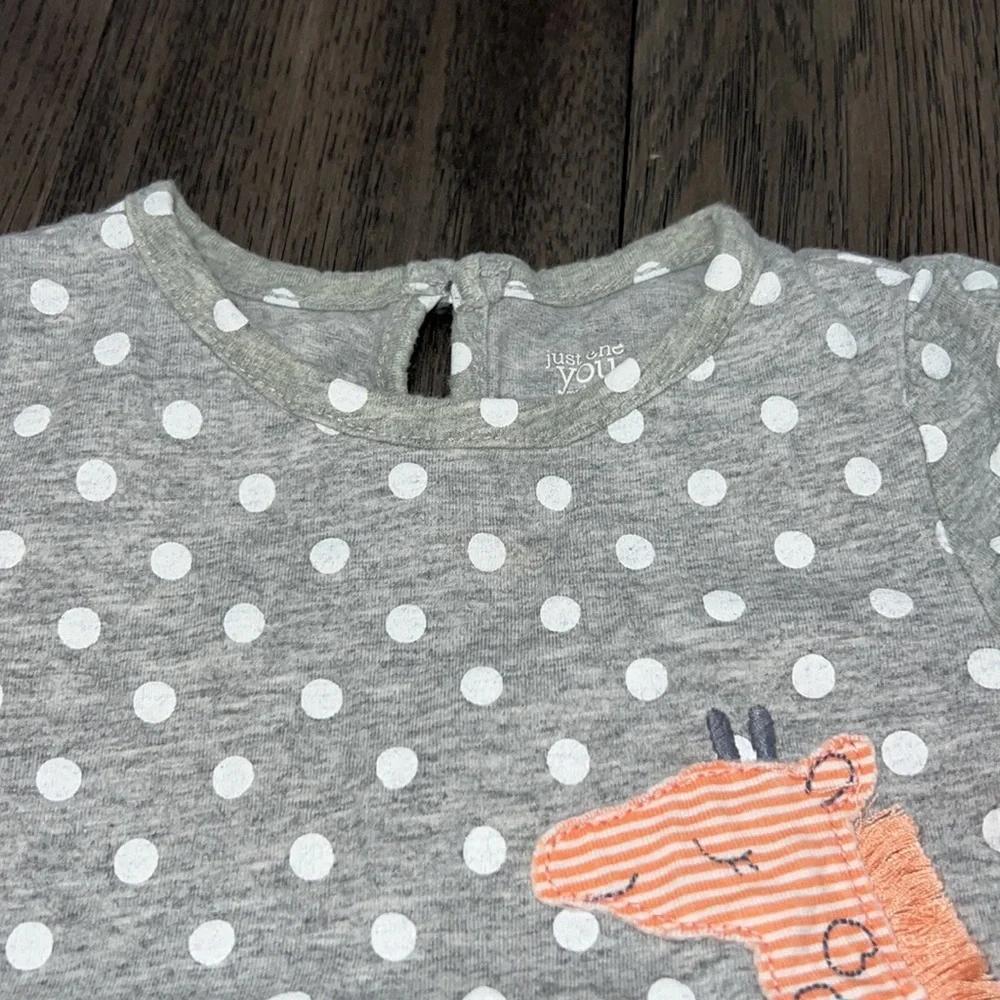 Carters baby girl striped bloomer with matching giraffe polkadot T-shirt